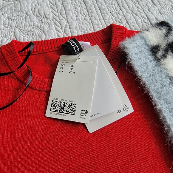 H&M Red Sweater and Black Houndstooth Vest Size XS - Picture 3 of 5